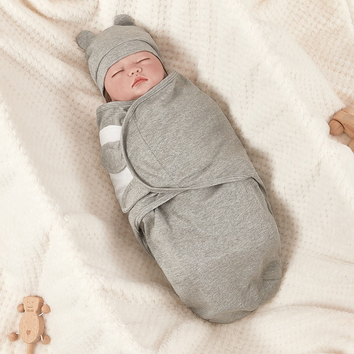 Cozy Dreams Newborn Swaddle Wrap & Hat Set — Snug Sleep for 0–3M
