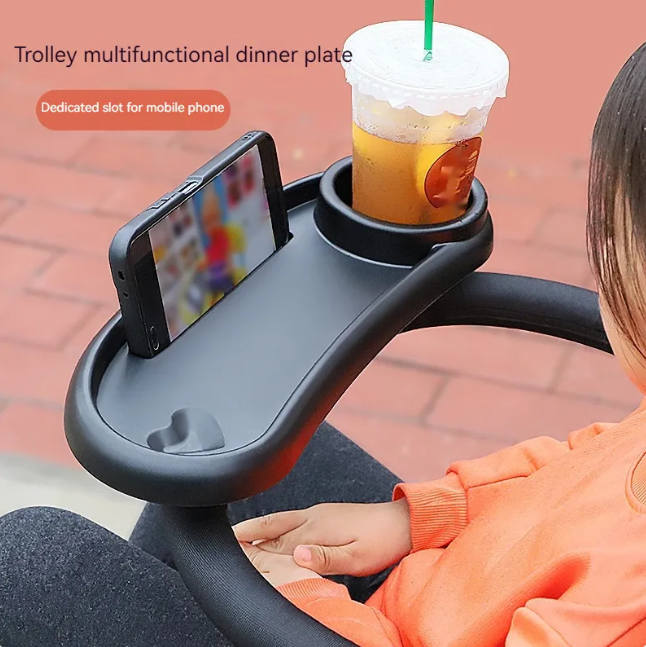 Go-Anywhere Stroller Snack Tray — Cup Holder + Phone Slot